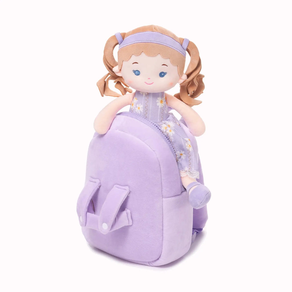 Personalized Daisy Girl Doll Backpack - Purple - Pretty Plush Doll