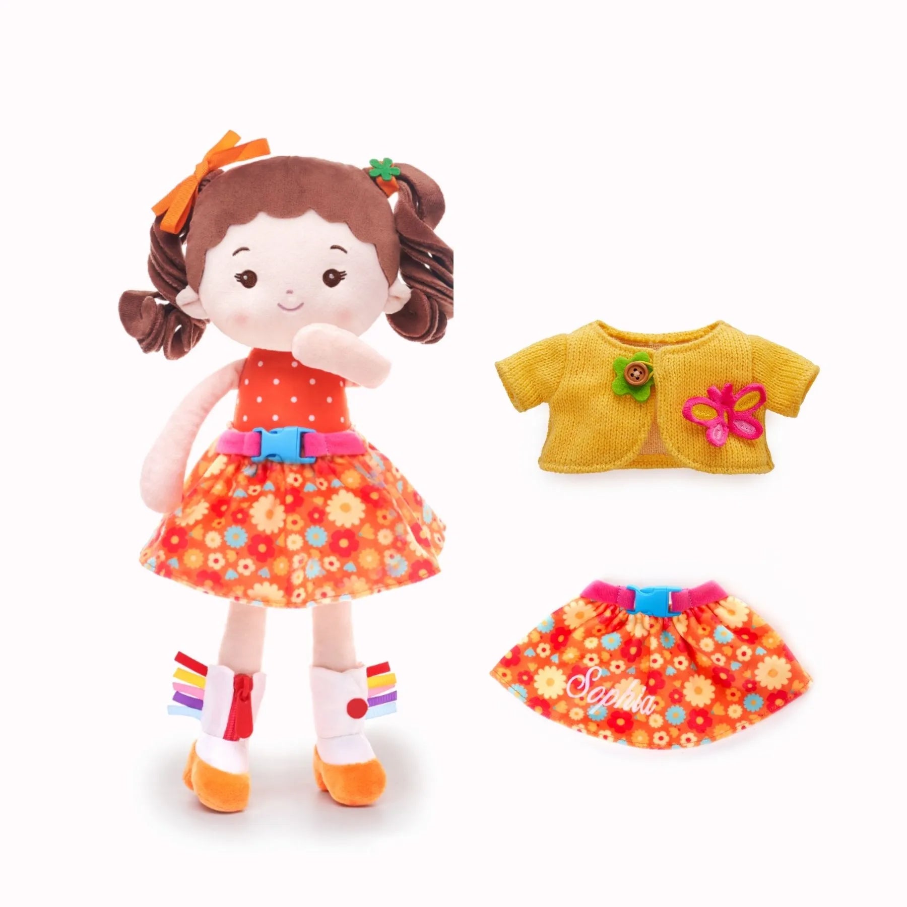 Personalized Flora Girl - Montessori Doll - Large Size Doll Style Set
