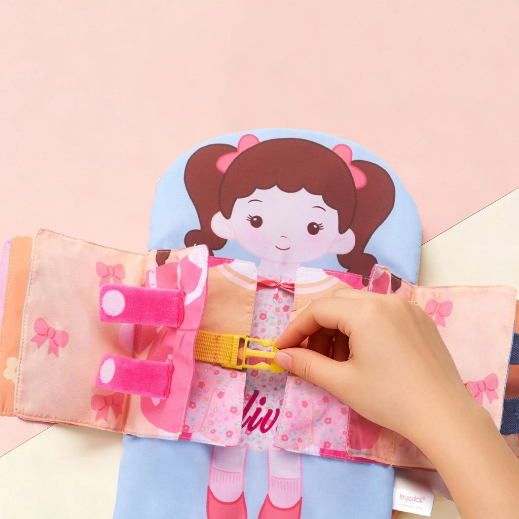 Molly Knows How To Wear - Personalized Montessori Soft Book - Gift Ready Doll For Playtime