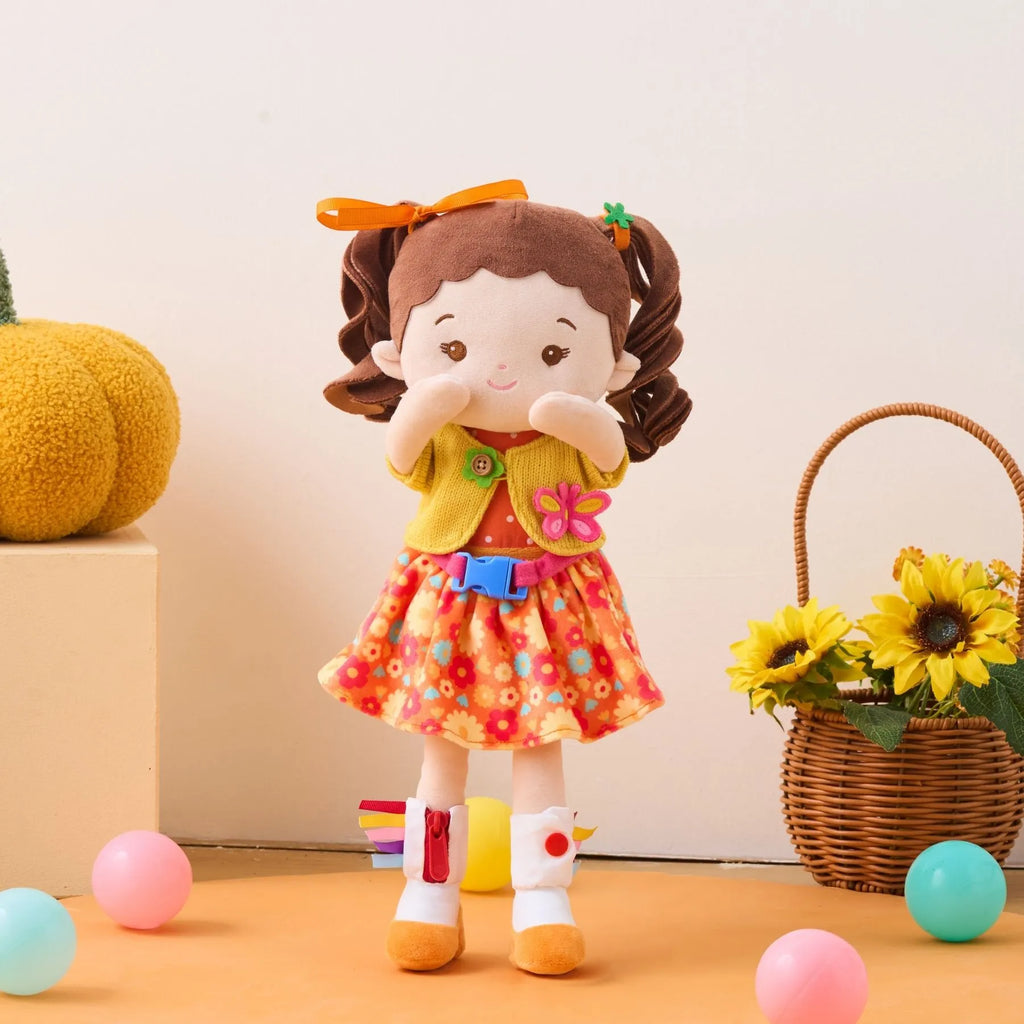 Personalized Flora Girl - Montessori Doll - Large Size Doll Style Set