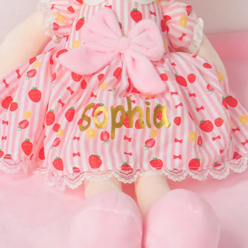 Personalized Strawberry Girl - Pink - Stylish Doll Clothes Set