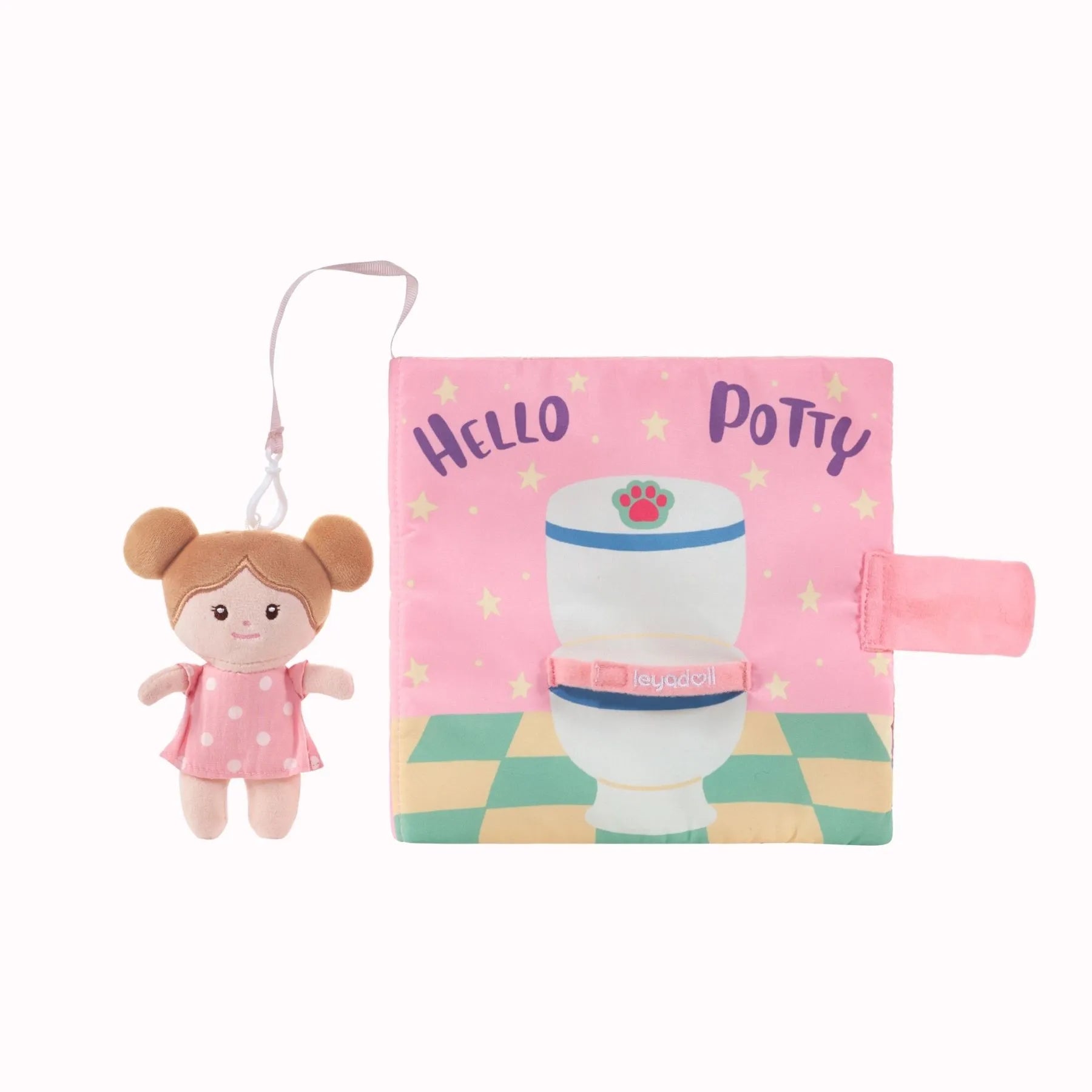 Hello Potty for Girls - Personalized Montessori Soft Book - Boutique Style Dress Up Doll