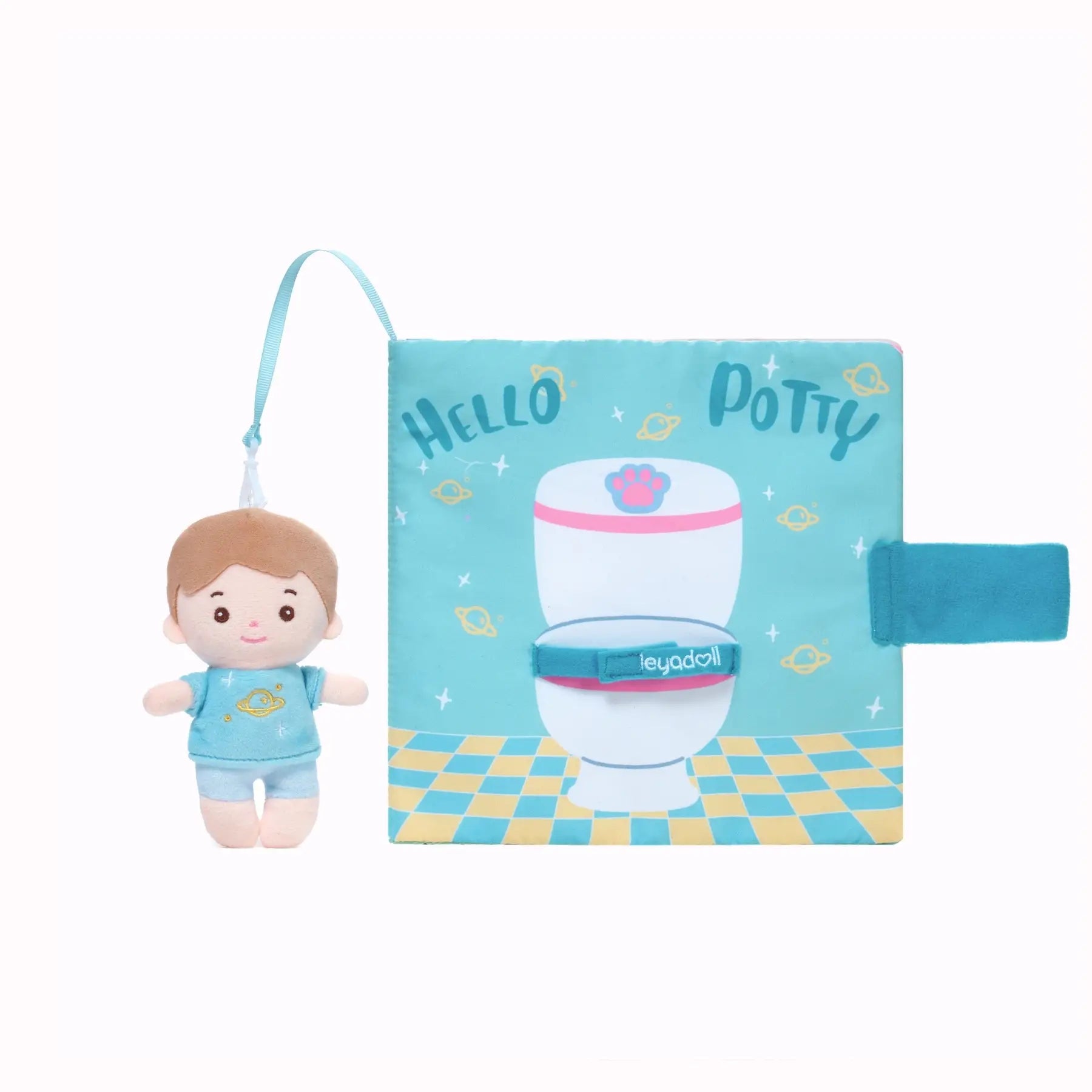 Hello Potty for Boys - Personalized Montessori Soft Book - Classic Doll Gift Set