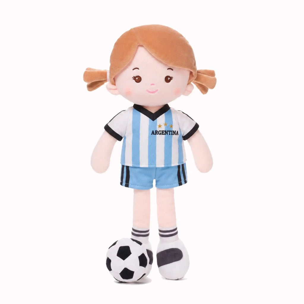 Personalized Soccer Girl - ARG (2 Skin Tones) - Large Size Plush Doll