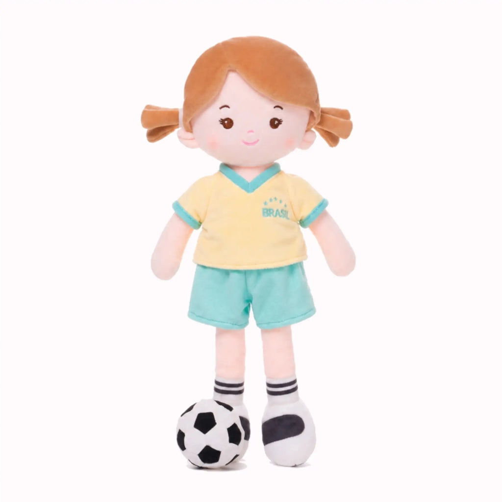 Personalized Soccer Girl - BRA (2 Skin Tones) - Gift Ready Dress Up Doll