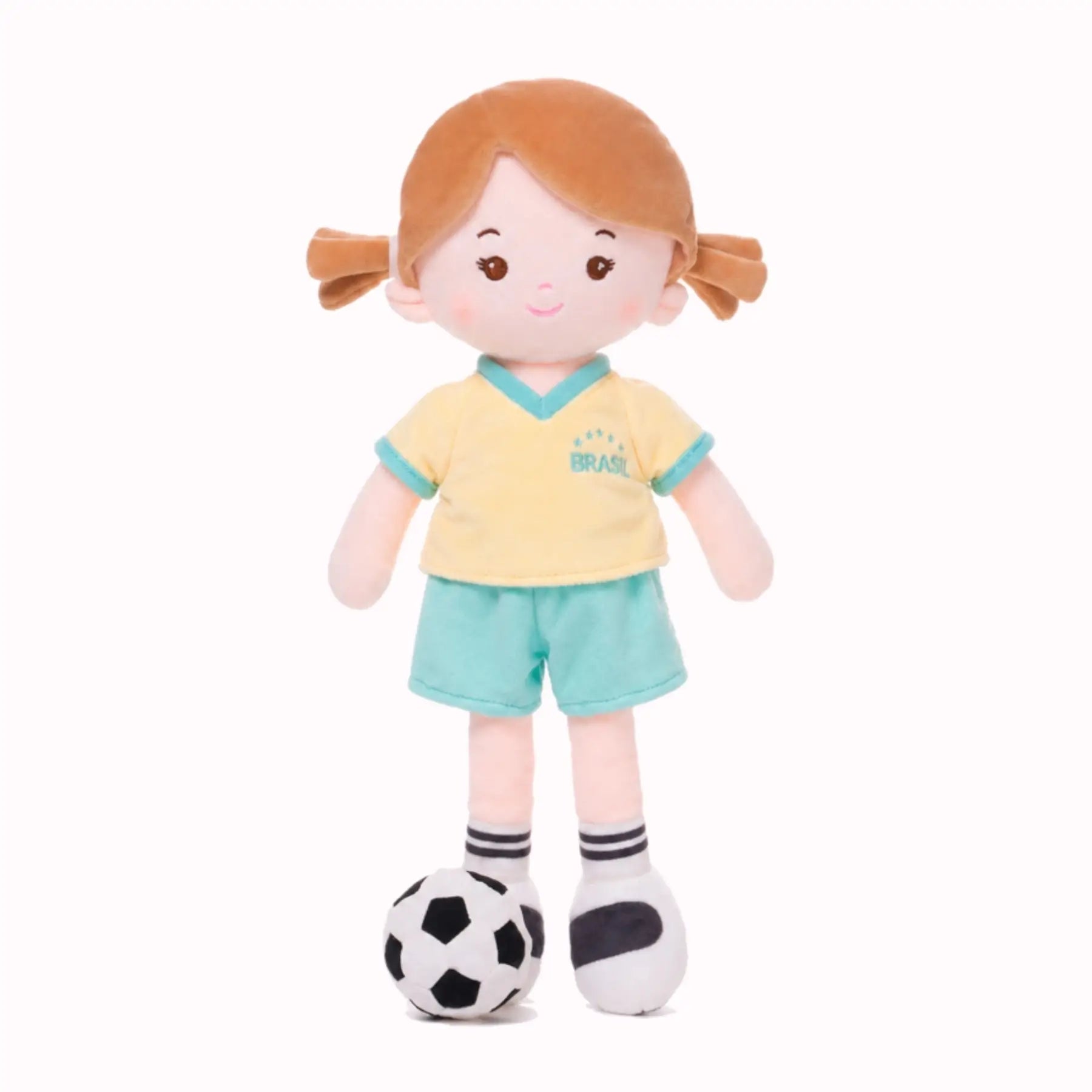 Personalized Soccer Girl - BRA (2 Skin Tones) - Gift Ready Dress Up Doll
