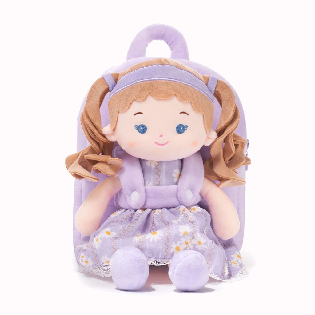 Personalized Daisy Girl Doll Backpack - Purple - Pretty Plush Doll