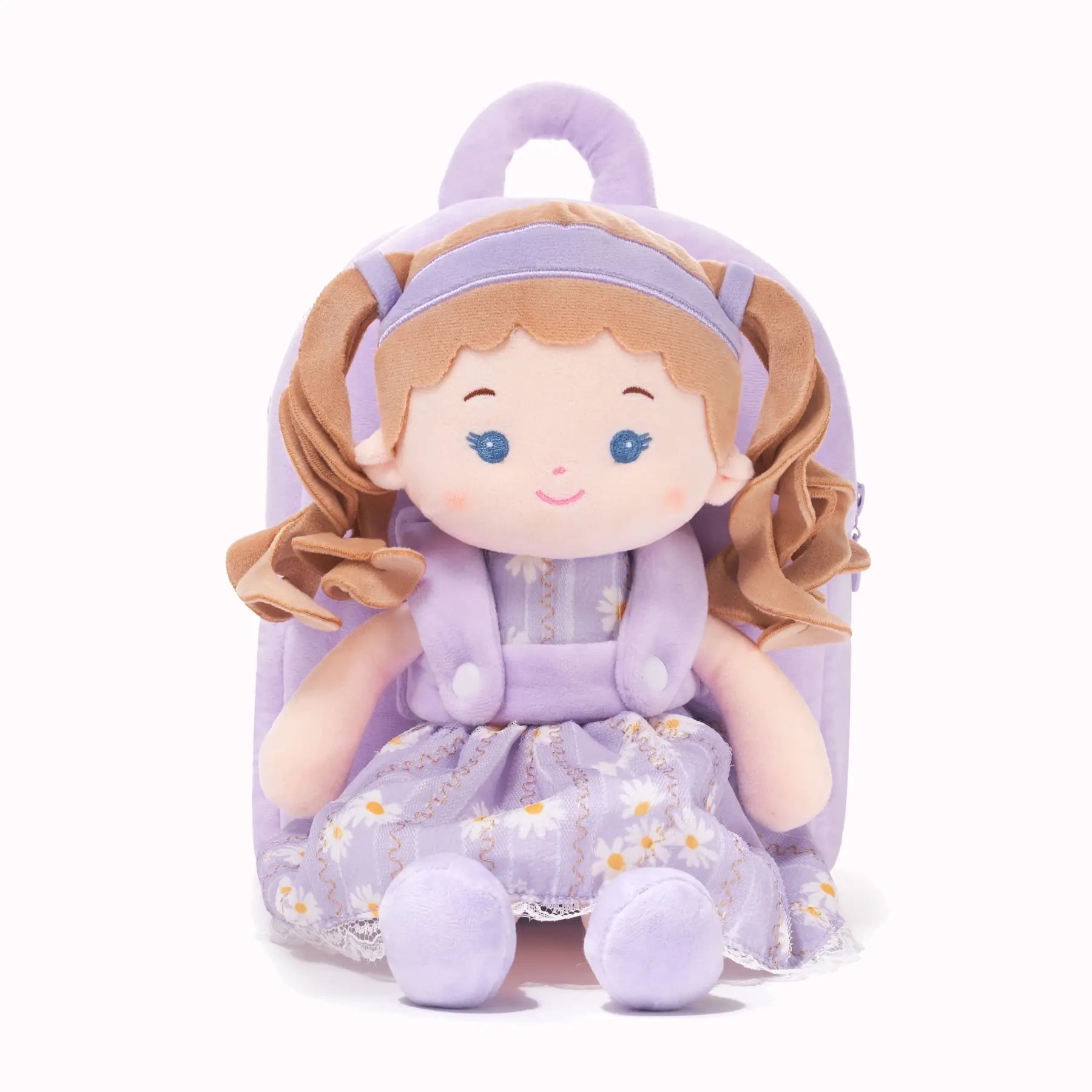 Personalized Daisy Girl Doll Backpack - Purple - Pretty Plush Doll