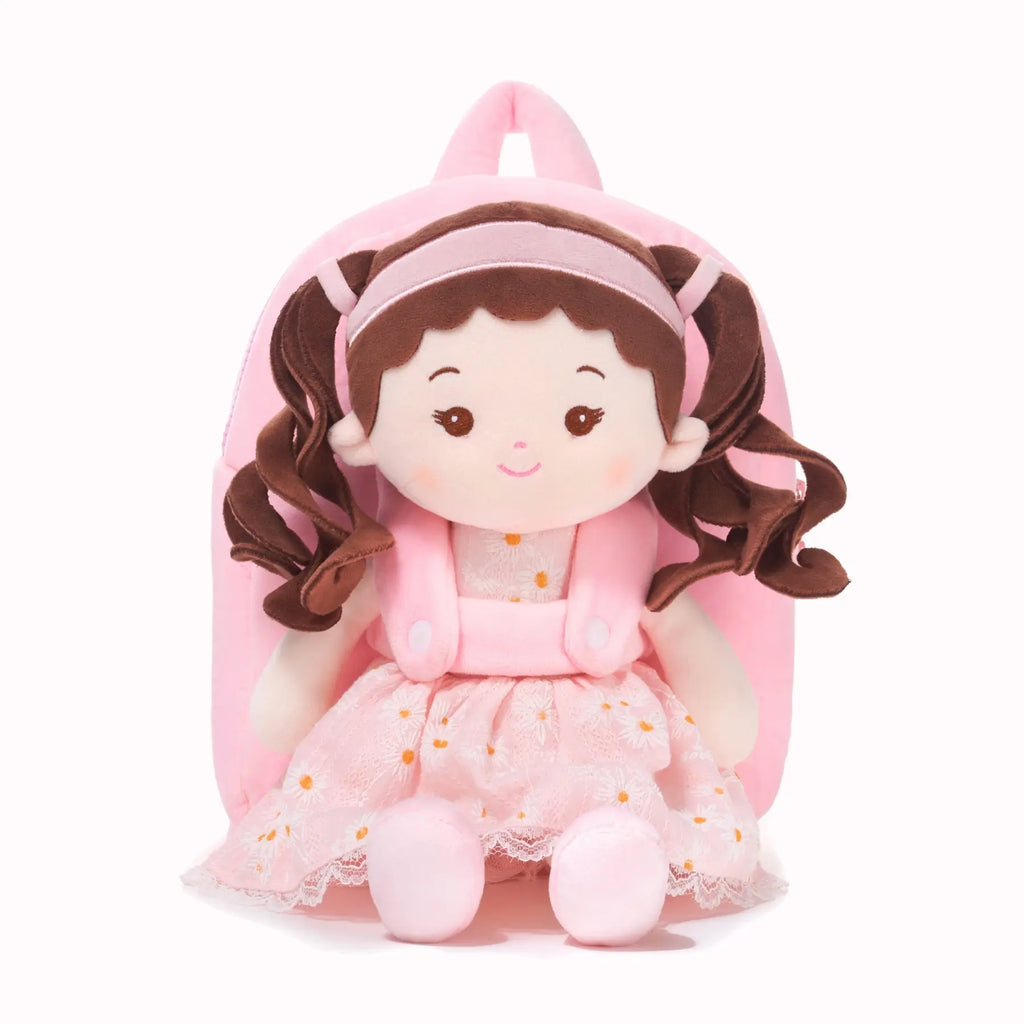 Personalized Daisy Girl Doll Backpack -Pink (2 Skin Tones) - Collector Friendly Doll For Gifting