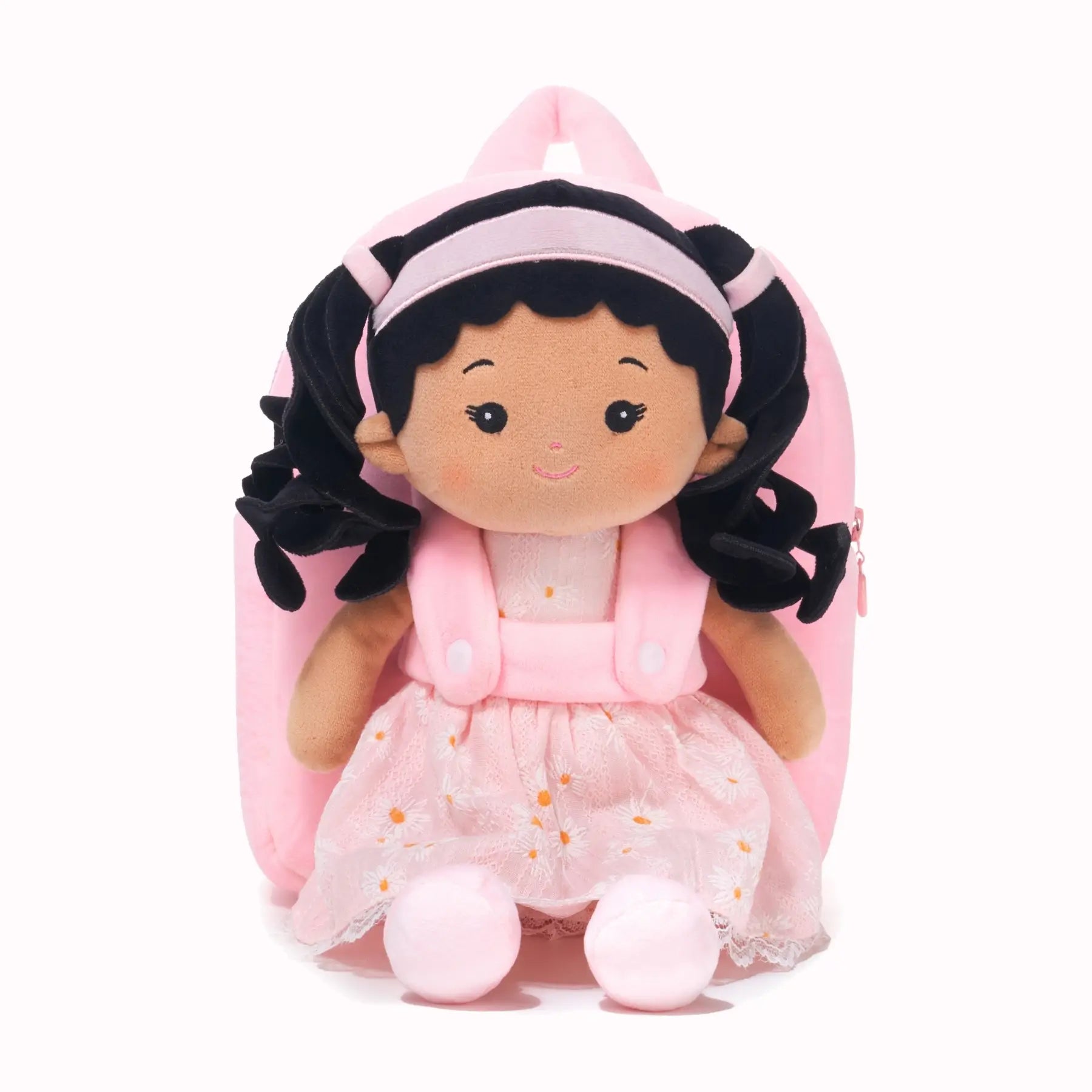 Personalized Daisy Girl Doll Backpack -Pink (2 Skin Tones) - Collector Friendly Doll For Gifting