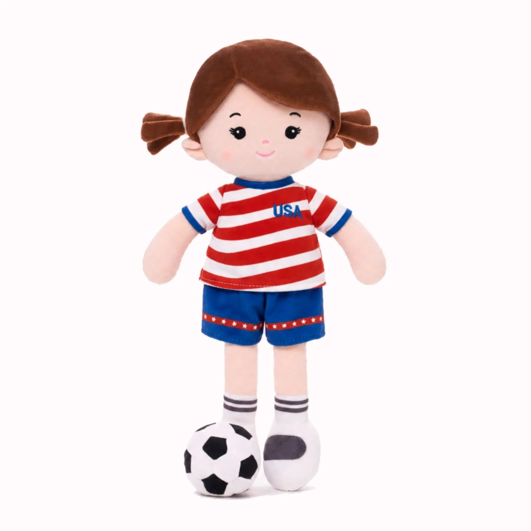 Personalized Soccer Girl - USA (2 Skin Tones) - Sweet Doll With Accessories